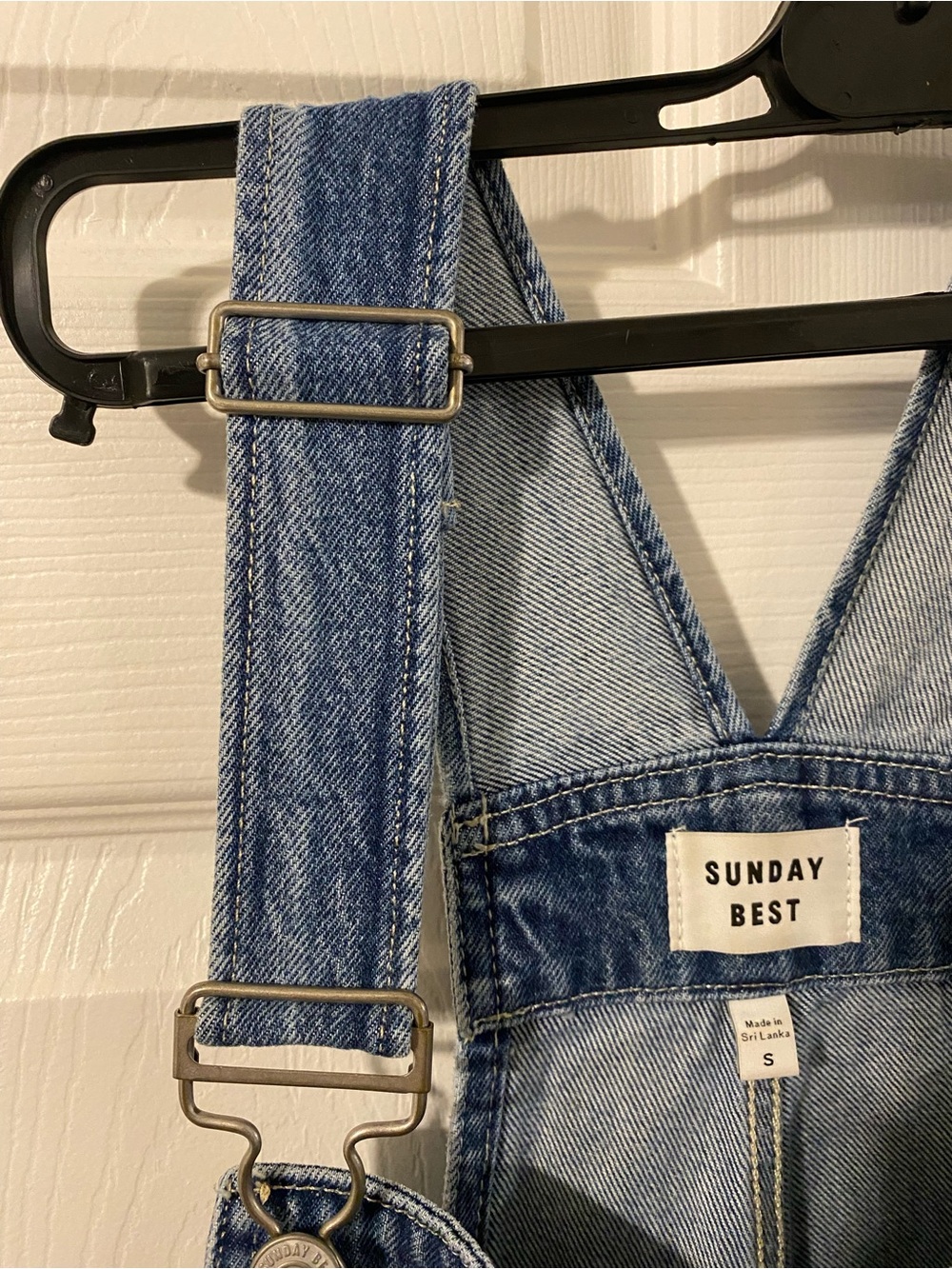 Aritzia Denim Overheard Relaxed-Fit 90s Medium Blue Overalls Size S - Picture 14 of 16